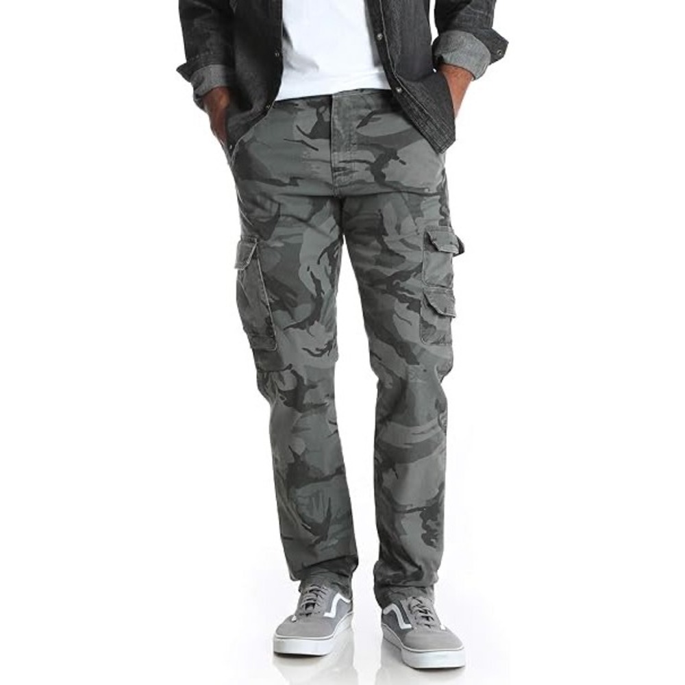 Wrangler‎ Regular Taper Gray Camo Cargo Pants Mens 34x32 Tactical Utility Grunge